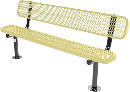COATEDOUTDOORFURNITURE Coated Outdoor Furniture Heavy-Duty Outdoor Bench Thermoplastic Coated, Expanded Metal, Commercial-Grade Seating, Made in America (Surface with Back, 6 Ft, Textured Sandstone)