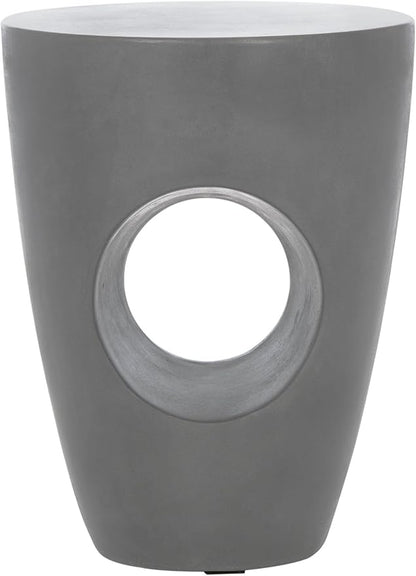 Safavieh Outdoor Collection Aishi Modern Concrete Dark Grey Round 17.7-inch Accent Table