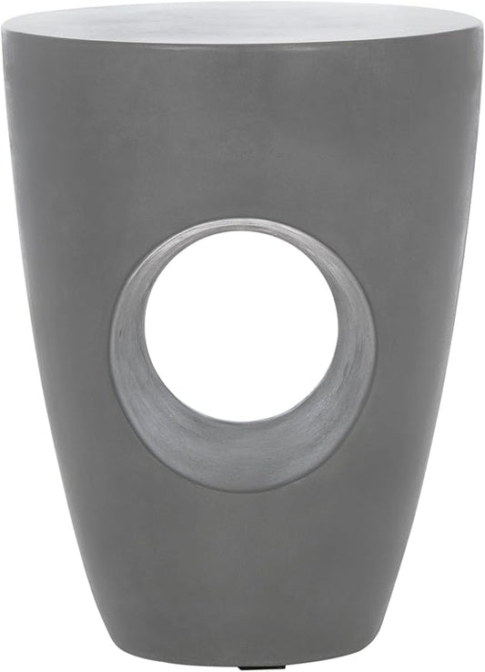 Safavieh Outdoor Collection Aishi Modern Concrete Dark Grey Round 17.7-inch Accent Table