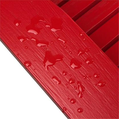 Pemberly Row Traditional Cedar Wood Folding Adirondack Chair, 37" H x 28" W x 29.5" D, Red Finish, Moisture-Resistant, Ergonomic Design, Indoor or Outdoor Use for Patio, Porch, or Backyard
