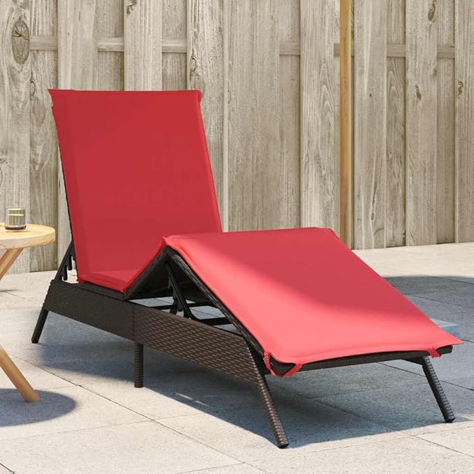 PE Rattan Outdoor Chaise Lounge, 31"x66.9"x13.8", Adjustable Backrest & Cushion, 535 lb, UV Frame, Deck/Balcony - Photo 1