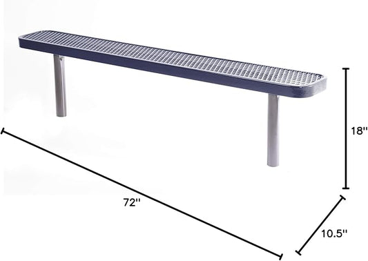 COATEDOUTDOORFURNITURE Coated Outdoor Furniture Heavy-Duty Outdoor Bench Thermoplastic Coated, Expanded Metal, Commercial-Grade Seating, Made in America (Inground Without Back, 6 Ft, Dark Blue)