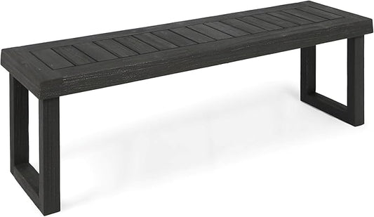 Christopher Knight Home Kemp Outdoor Acacia Wood Bench, Gray Finish, Sandblast Dark Grey