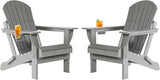 Folding Adirondack Chairs Set of 2, HDPE Wooden Textured Plastic Adirondack Chairs - Photo 1