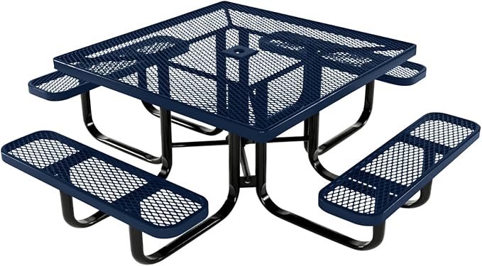 COATEDOUTDOORFURNITURE Heavy-Duty Portable Outdoor Kids Table with Umbrella Hole, Expanded Metal Kids Picnic Table - Photo 1