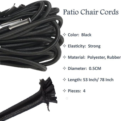 Zero Gravity Chair Cord Replacement, 4 Pack, Elastic Cord for antigravity Chair, Patio Recliner Chair, Lawn Bungee Chair, Beach Chair, Lounge Chair, Outdoor String Chair, Nylon Stretch String Cord