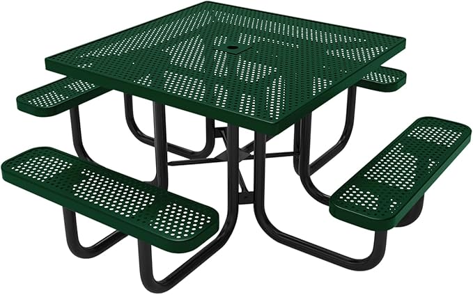 COATEDOUTDOORFURNITURE Heavy-Duty Portable Outdoor Picnic Table with Umbrella Hole - Photo 1