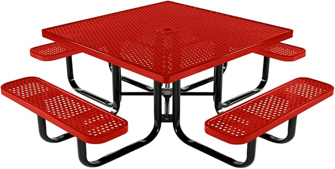 COATEDOUTDOORFURNITURE Heavy-Duty Portable Outdoor Kids Table with Umbrella Hole, Punched Steel Kids Picnic Table - Photo 1
