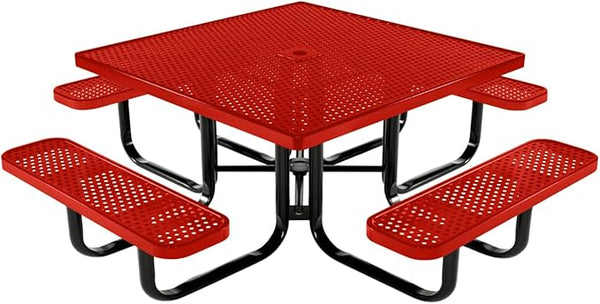 COATEDOUTDOORFURNITURE Heavy-Duty Portable Outdoor Kids Table with Umbrella Hole, Punched Steel Kids Picnic Table - Photo 1