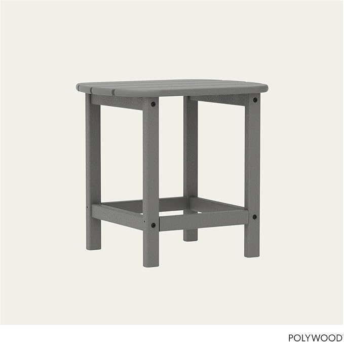 POLYWOOD SBT18GY South Beach 18" Outdoor Side Table, Slate Grey