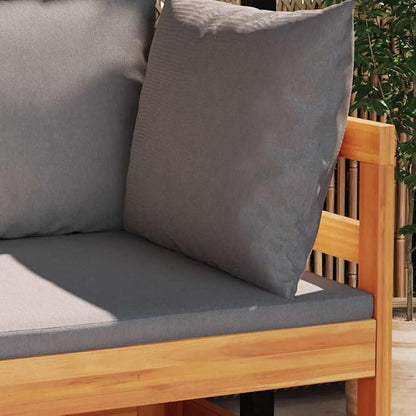 Dark Grey and Natural Wood Garden Lounge Set with Corner Sofa and Table for Outdoor Patio Balcony Deck, Acacia Wood Frame and Polyester Cushions, Complete Set Includes Sofa
