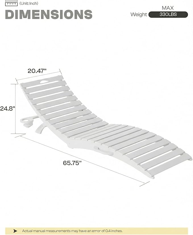 Pre-Assembled Folding in-Pool Lounge Chair, HDPE Outdoor Chaise Lounge with Cup Holder, Pool Lounge Chair for Poolside - Photo 2