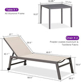 PURPLE LEAF Outdoor Chaise Lounge Set for 2 Oversized Pool Lounge Chairs with Easy-to-Move Wheels and Adjustable - Photo 7