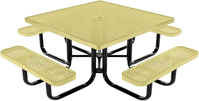 COATEDOUTDOORFURNITURE Heavy-Duty Portable Outdoor Kids Table with Umbrella Hole, Punched Steel Kids Picnic Table - Photo 1