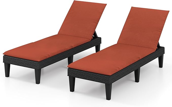 HAPPYGRILL Outdoor Chaise Lounge Chair Rattan Recliner Lounger with Removable Cushion & 3-Level Adjustable Backrest - Photo 1