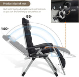 Zero Gravity Chair, Portable Folding Reclining Lounge Chairs with Adjustable Cushion and Cup Holder Trays for Outdoor - Photo 5