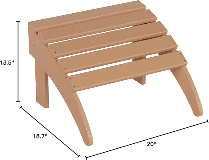 WO Home Furniture Adirondack Ottoman Outdoor Patio Footrest 13.5" Inch Folding Footstool for Outdoor Adirondack Chair (Teak)