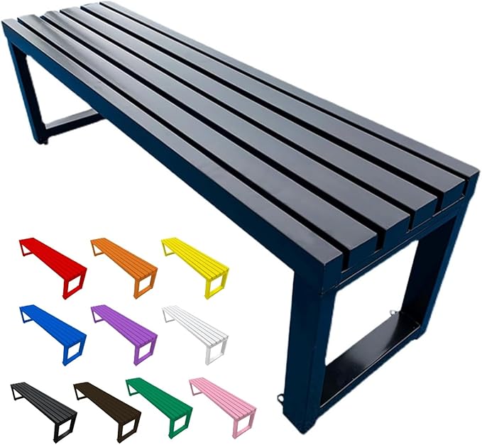 3.3 3.9 4.9 5.9ft Outside Garden Bench, 2 Person Outdoor Metal Patio Backless Bench, Weatherproof Porch Furniture Bench Heavy Duty 880lbs Benches for Park Yard Lawn Front Entrance(Black,5.9ft)