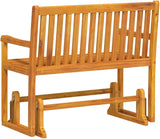 Brown Solid Acacia Wood Swing Bench 43.3 Inch Rustic Porch Glider for Two Adults - Photo 6
