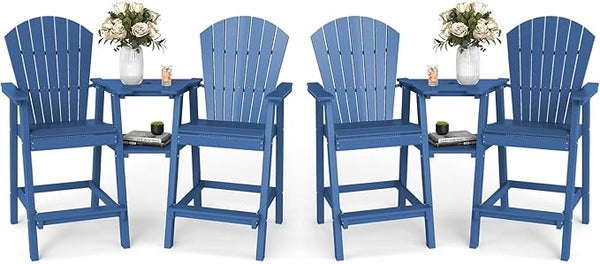 FOOWIN Tall Adirondack Chair Set of 4, All Weather HDPE Bar Height Adirondack Chair with Double Connecting Trays - Photo 1
