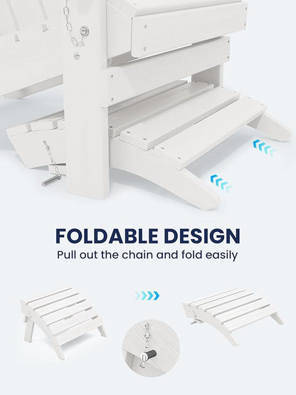 KINGYES Folding Adirondack Ottomans Set of 4 for Adirondack Chair, White