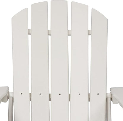 Sunnydaze Adirondack Chair with Cup Holder - Outdoor All-Weather Adirondack Chair for the Fire Pit, Patio, Campsite, or Yard - 300-Pound Capacity - White