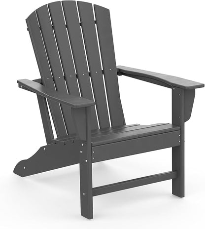 IVY&LANE Adirondack Chair | HDPE Plastic | Outdoor Fire Pit Chairs | Oversized | All-Weather | Grey | for Outside Deck Backyard Patio Poolside Porch Lawn