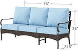 PHI VILLA Wicker & Metal Outdoor Patio Couch, 3-Seat Patio Sofa with Deep Seating for Front Porch, Deck, Balcony - Photo 2