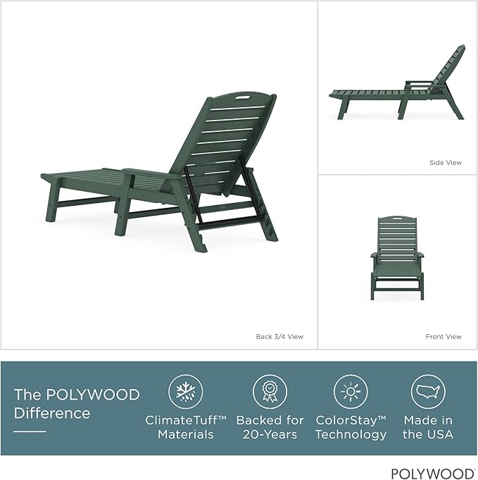 POLYWOOD Nautical Chaise, Green
