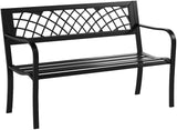 Garden Bench Outdoor Bench with Plastic Backrest for Patio Metal Bench Park Bench or Yard Porch Clearance Work Entryway - Photo 4
