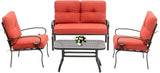 Outdoor Furniture Patio Conversation Set Loveseat, 2 Chairs, Coffee Table with Cushion, Lawn Front Porch Garden - Photo 1