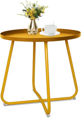 Babion Outdoor Side Tables, Round Weather Resistant Steel Patio Side Table - Photo 1