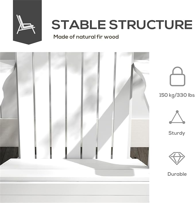 Folding Adirondack Chair, Weather Resistant Outdoor Patio Chair with Cup Holder for Lawn, Backyard, Poolside(White)