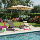 PURPLE LEAF Patio Chaise Lounge with 10' x 6.5' Tilt Umbrella Outdoor Lounge Chair Beach Pool Sunbathing Lawn Lounger - Photo 1