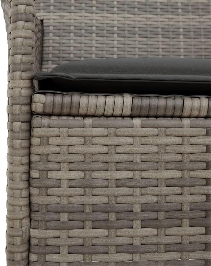 Patio Chairs with Cushions 2 pcs Gray Poly Rattan&Solid Wood, Suitable for patios, Gardens, Balconies - Photo 9