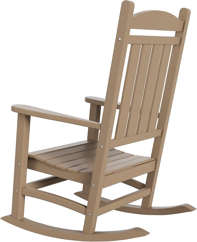 WestinTrends Malibu Malibu Outdoor Patio Poly Classic Porch Rocking Chair (Set of 4), Weathered Wood - Photo 7