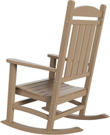 WestinTrends Malibu Malibu Outdoor Patio Poly Classic Porch Rocking Chair (Set of 4), Weathered Wood - Photo 7