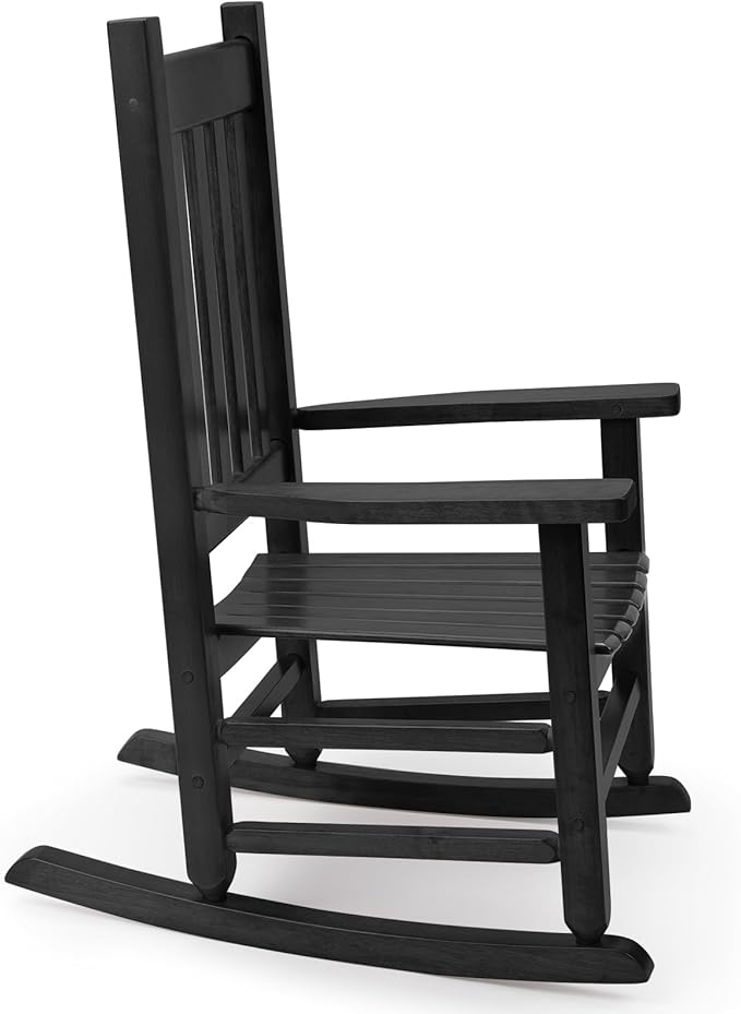 Child's Wood Porch Rocden,Lawn,Bker - Perfect for Indoor or Outdoor All Weather Rocker for Garalcony,Backyard and Patio Porch Rocker Use - Suitable for 6-10 Years Old(Blcak)