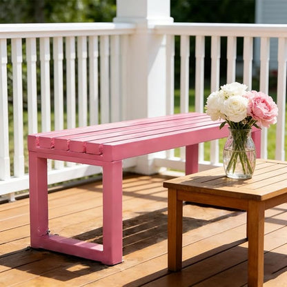 Outdoor Patio Furniture, Garden Bench Seat, Metal Porch Bench, Outdoor Benches Weatherproof 3.3ft 3.9ft 4.9ft 5.9ft Steel Outside Chair for Lawn Yard Work Entryway Outside Seating(White,3.93ft)