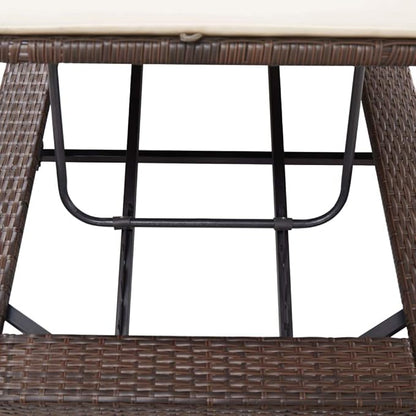 Outdoor Sunbed with Thick Cushion, Adjustable Brown Poly Rattan Chaise Lounge for Patio Poolside, Weather-Resistant PE Wicker & Steel Frame Recliner for Garden Balcony