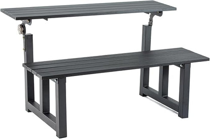 TECSPACE 47 Inches Aluminum Picnic Table Bench Black, Covertible Outdoor Bench with 400 LBS Weight Capacity for Park, Garden and Patio
