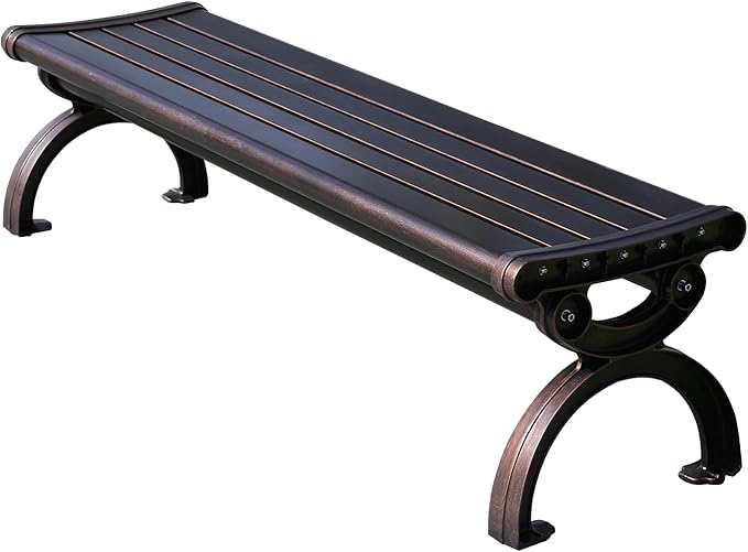 Outdoor Bench Chair Cast Aluminum Garden Bench Patio Bench All-Weather Park Bench for Backyard Porch Lawn - Photo 1