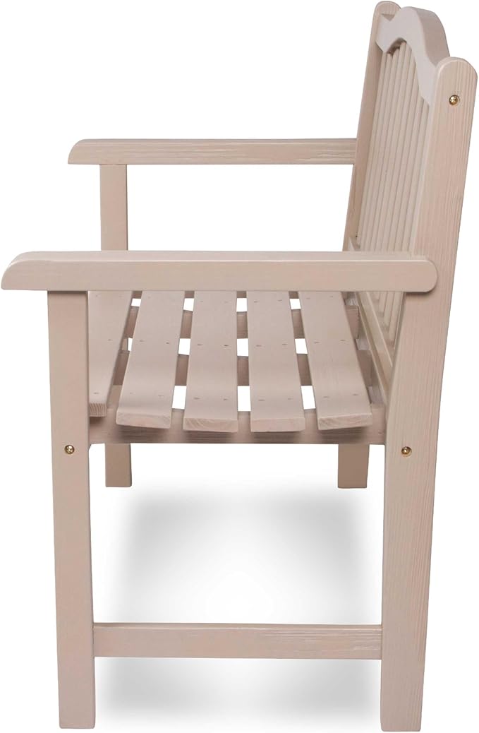 Shine Company Belfort Outdoor Solid Wood Patio Garden Bench, Ergonomic Seat, 22" D x 44.75" W x 36" H, Graystone