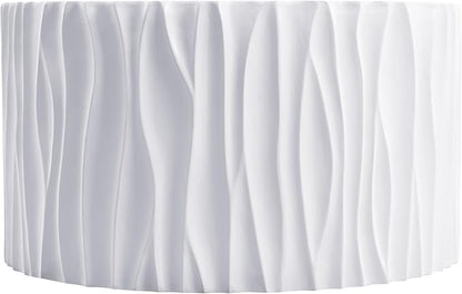 Merax 26.77” Wavy Outdoor Round Coffee Table, MGO All-Weather Side Table, Low-Maintenance Patio Furniture for Garden, Balcony, Deck, White