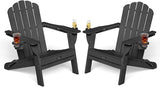 Adirondack Chairs Set of 2, HDPE Material Fire Pit Chairs, Plastic Adirondack Chairs with 2 Cup Holder - Photo 1