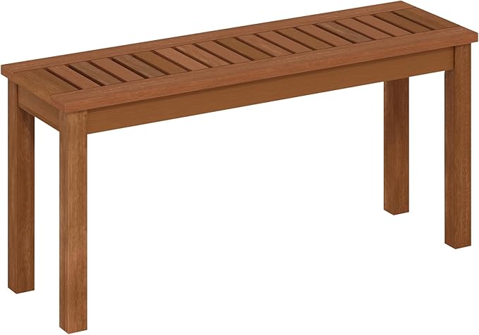 Furinno TIOMAN Outdoor Bench, Backless Garden Bench, for Patio, Deck, Garden, 12 x 39 x 19, Light Wood