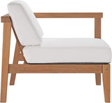 Modway Bayport Outdoor Patio Teak Wood Right-Arm Chair in Natural White - Photo 4
