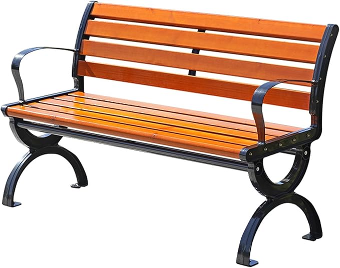 Outdoor Benches Weatherproof with Backrests and Armrests, Metal Garden Benches for Outdoors Park Yard Front Porch Path(150 * 40 * 72cm)