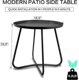 Babion Black Outdoor Side Tables, Small Outdoor Table, Round Patio Side Table Steel - Photo 3