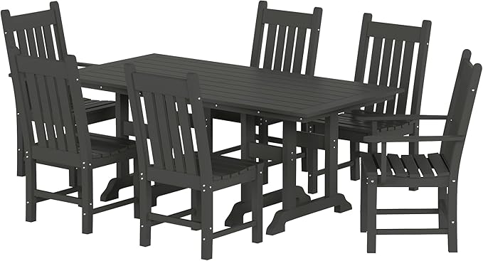 Costaelm Armless Outdoor Chair, Patio Adirondack Chair, HDPE Poly Lumber Waterproof Restaurant Bistro Kitchen Dining Chair for Outside Porch Backyard Garden, Gray